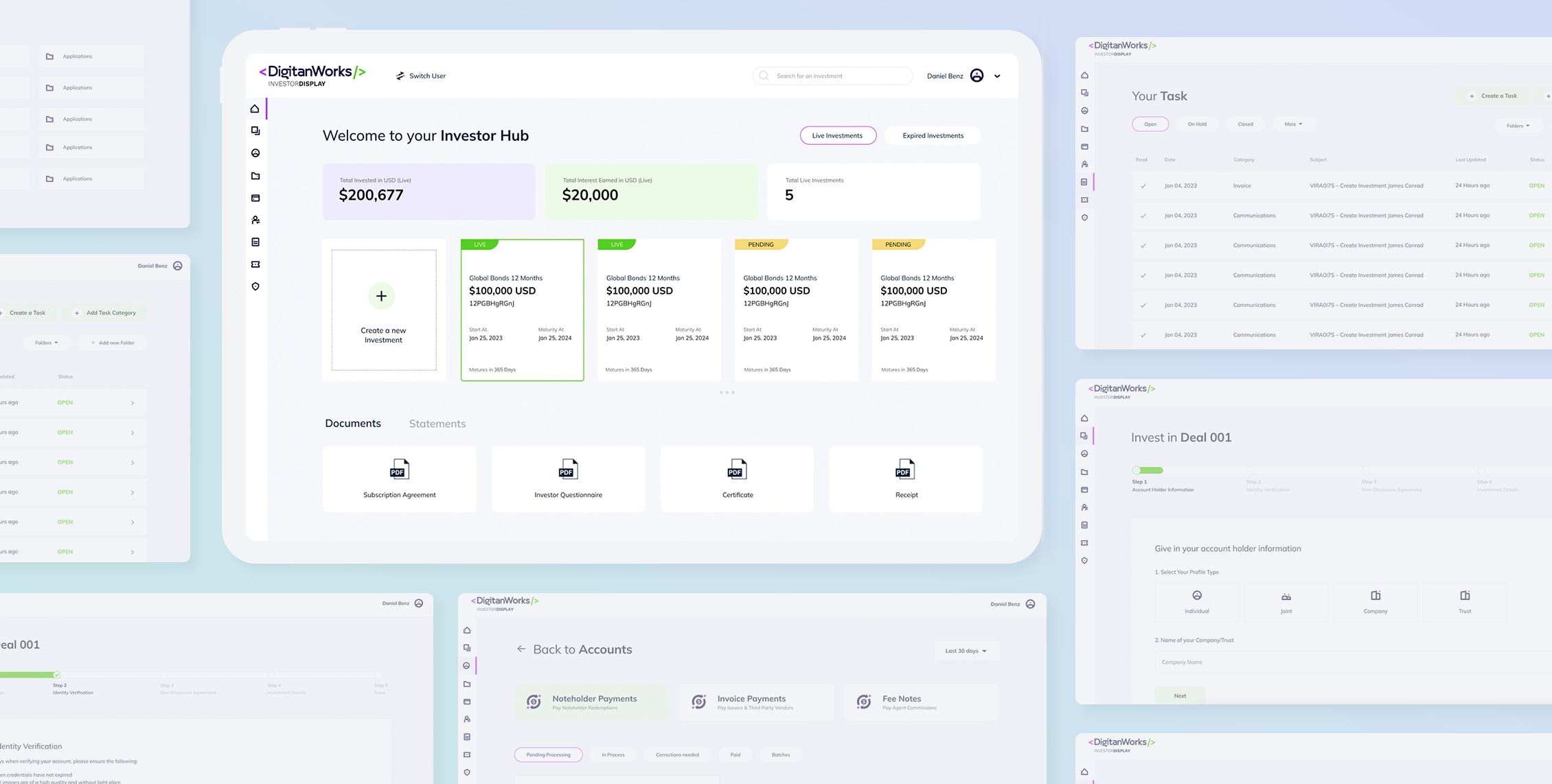 InvestorDisplay Screenshots, and outcome of the business development process